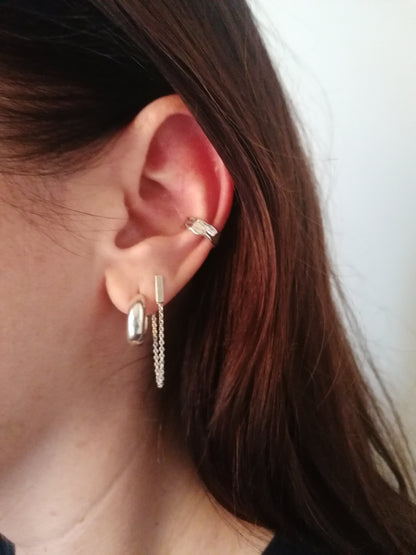 Minimalist Textured Conch Ear Cuff in Sterling Silver 925