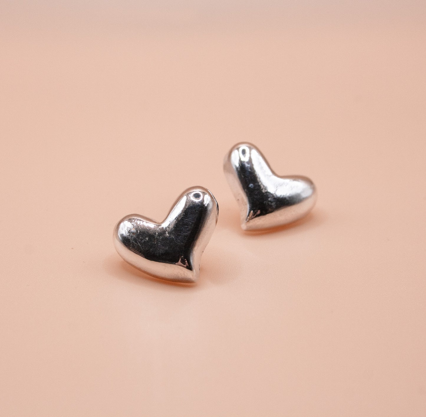 Sterling Silver 925 Heart Stud Earrings – Handmade Minimalist Jewelry, Perfect Dainty Gift for Her