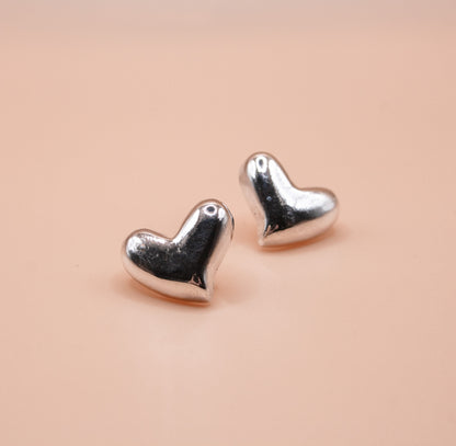 Sterling Silver 925 Heart Stud Earrings – Handmade Minimalist Jewelry, Perfect Dainty Gift for Her