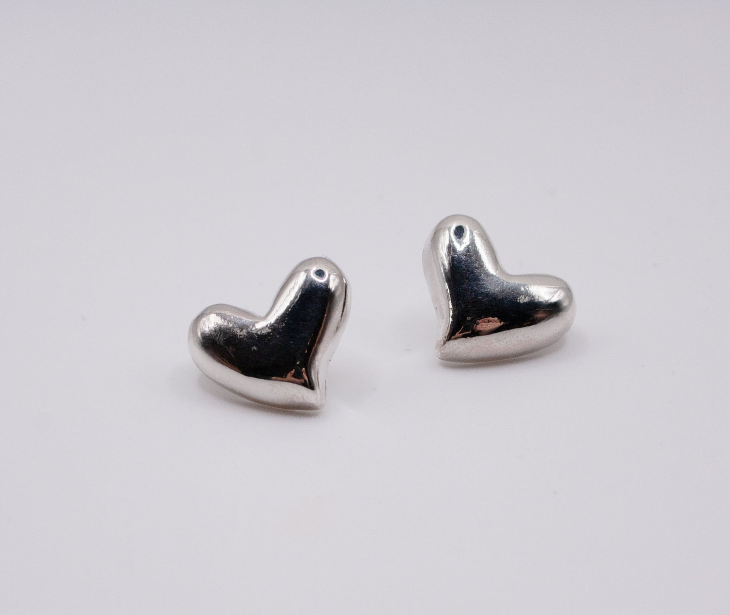 Sterling Silver 925 Heart Stud Earrings – Handmade Minimalist Jewelry, Perfect Dainty Gift for Her