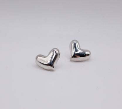 Sterling Silver 925 Heart Stud Earrings – Handmade Minimalist Jewelry, Perfect Dainty Gift for Her