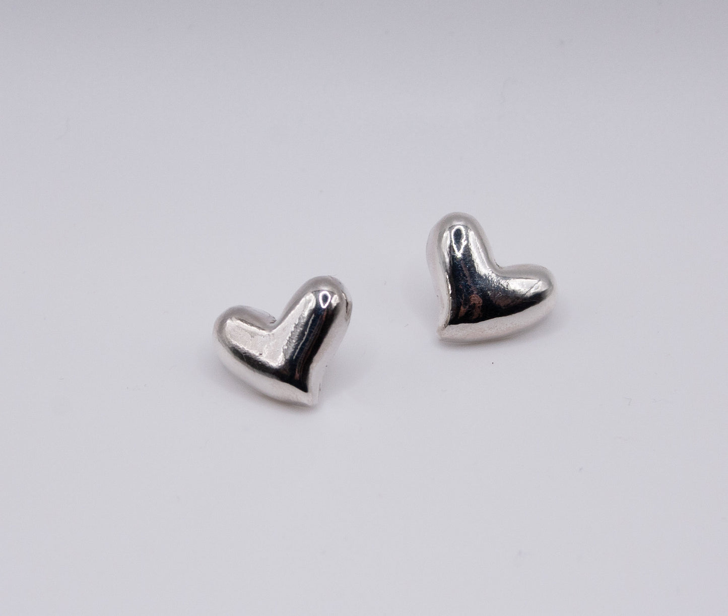 Sterling Silver 925 Heart Stud Earrings – Handmade Minimalist Jewelry, Perfect Dainty Gift for Her