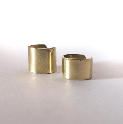 Set of Two No-Piercing Ear Cuffs - Gold Brass or Silver 925 Earrings - SosyGallery