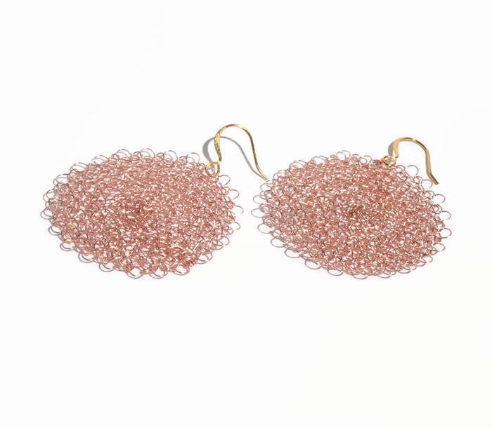 Minimalist Rose Gold Circle Wire Crochet Dangle Earrings - SosyGallery