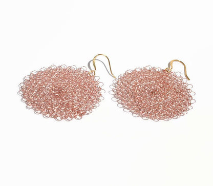 Minimalist Rose Gold Circle Wire Crochet Dangle Earrings - SosyGallery