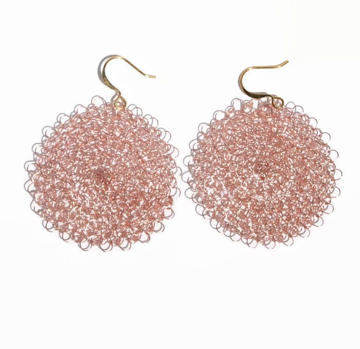 Minimalist Rose Gold Circle Wire Crochet Dangle Earrings - SosyGallery