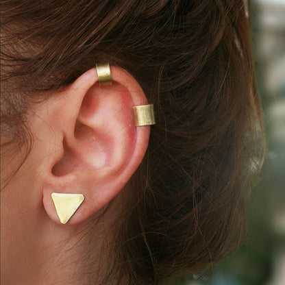 Set of Two No-Piercing Ear Cuffs - Gold Brass or Silver 925 Earrings - SosyGallery