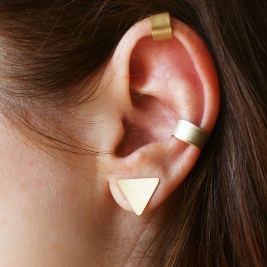 Gold Brass Ear Cuff Set, No Piercing Helix and Conch Wrap Earrings - SosyGallery