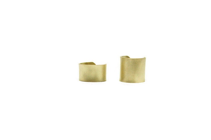 Set of Two No-Piercing Ear Cuffs - Gold Brass or Silver 925 Earrings - SosyGallery