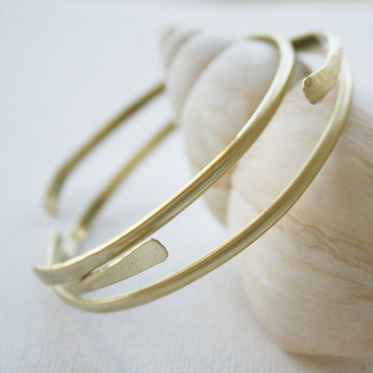 Gold Stackable Brass Cuff Bracelet Set - 3 Piece Gift Set - SosyGallery