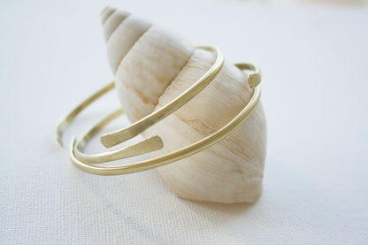 Gold Stackable Brass Cuff Bracelet Set - 3 Piece Gift Set - SosyGallery