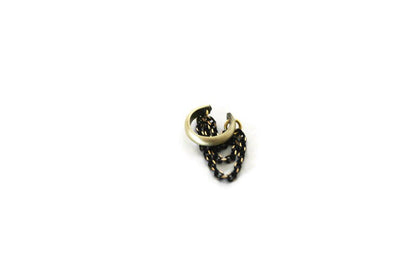 Gold Brass Black Conch Ear Cuff - No Piercing Chain Modern Huggie Fake Piercing Ear Wrap Earring - SosyGallery