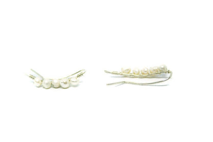 Freshwater Pearl Ear Climbers in Sterling Silver 925 - Minimalist Earrings - SosyGallery