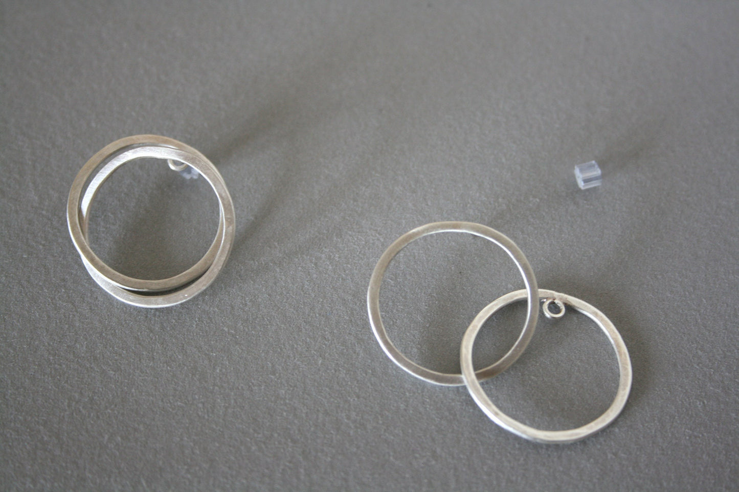 Handmade Silver 925 Hoop Earrings with Ear Jackets | Geometric Circle Design | Minimalist Everyday Gift for Women | Hypoallergenic - SosyGallery