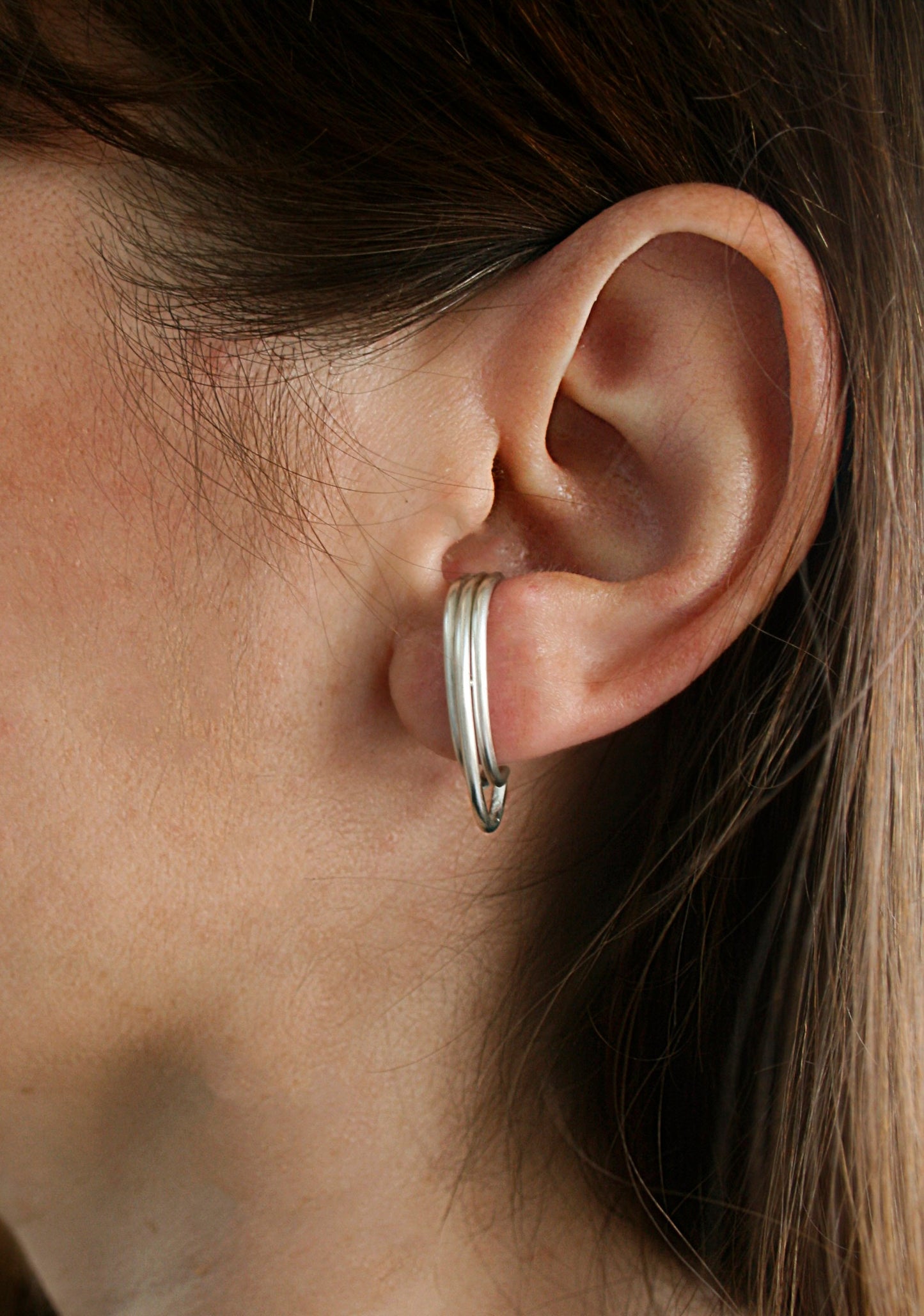 925 Silver J-Curved Suspender Earrings - Huggie and Modern Post Style - SosyGallery