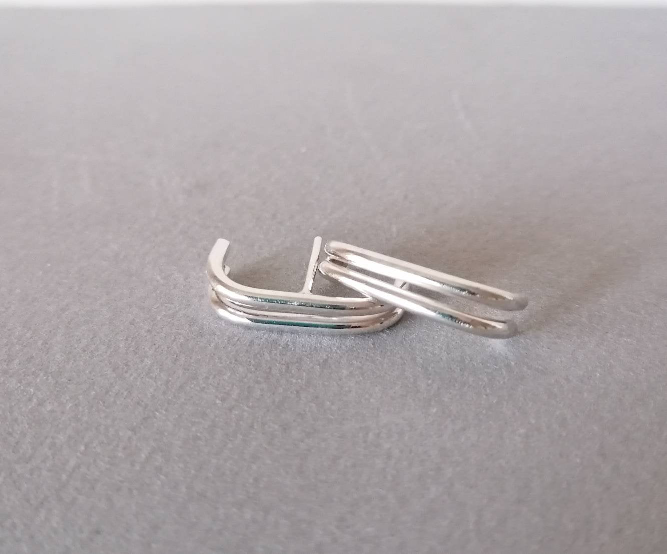 Sterling Silver 925 Huggie Suspender Earrings – Minimalist Cuff, Hook, and Stud Designs - SosyGallery