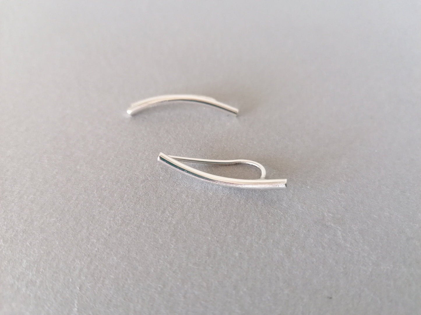 Handmade Sterling Silver 925 Ear Climbers, Ear Pins, Ear Crawlers, Minimal Ear Cuffs, Simple Bar Earrings - SosyGallery