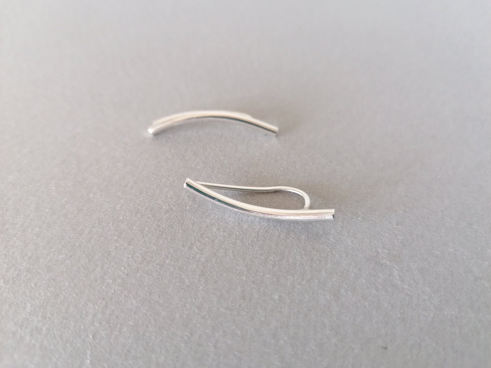 Handmade Sterling Silver 925 Ear Climbers, Ear Pins, Ear Crawlers, Minimal Ear Cuffs, Simple Bar Earrings - SosyGallery