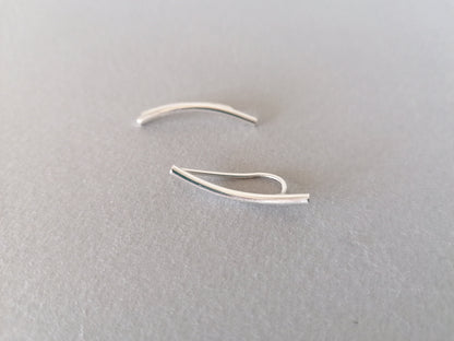 Handmade Sterling Silver 925 Ear Climbers, Ear Pins, Ear Crawlers, Minimal Ear Cuffs, Simple Bar Earrings - SosyGallery