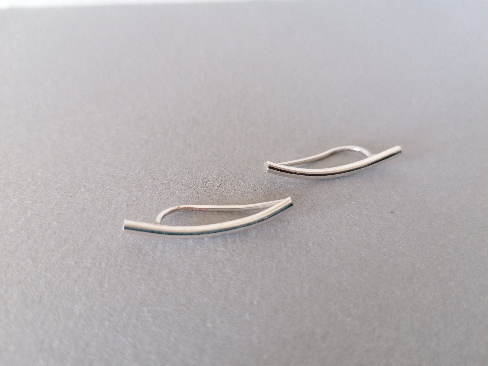 Handmade Sterling Silver 925 Ear Climbers, Ear Pins, Ear Crawlers, Minimal Ear Cuffs, Simple Bar Earrings - SosyGallery