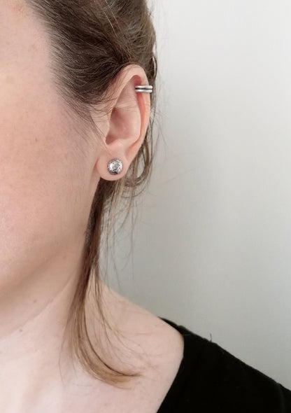 Handmade Modern Silver Ear Cuff - No Piercing Required - Sterling 925 Cartilage Earrings - Stackable Fake Helix Hoops - SosyGallery