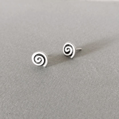 Spiral Stud Earrings in Sterling Silver 925 - Minimalist Helix Design for Everyday Wear - SosyGallery