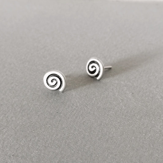 Spiral Stud Earrings in Sterling Silver 925 - Minimalist Helix Design for Everyday Wear - SosyGallery