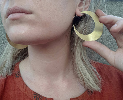 Large brass hoop earrings, huge gold circle earrings, statement jewellery - SosyGallery