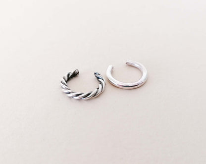 Conch Cuff Earrings Set of Two - Sterling Silver 925 Hoop Wrap Earrings - No Piercing Required - SosyGallery