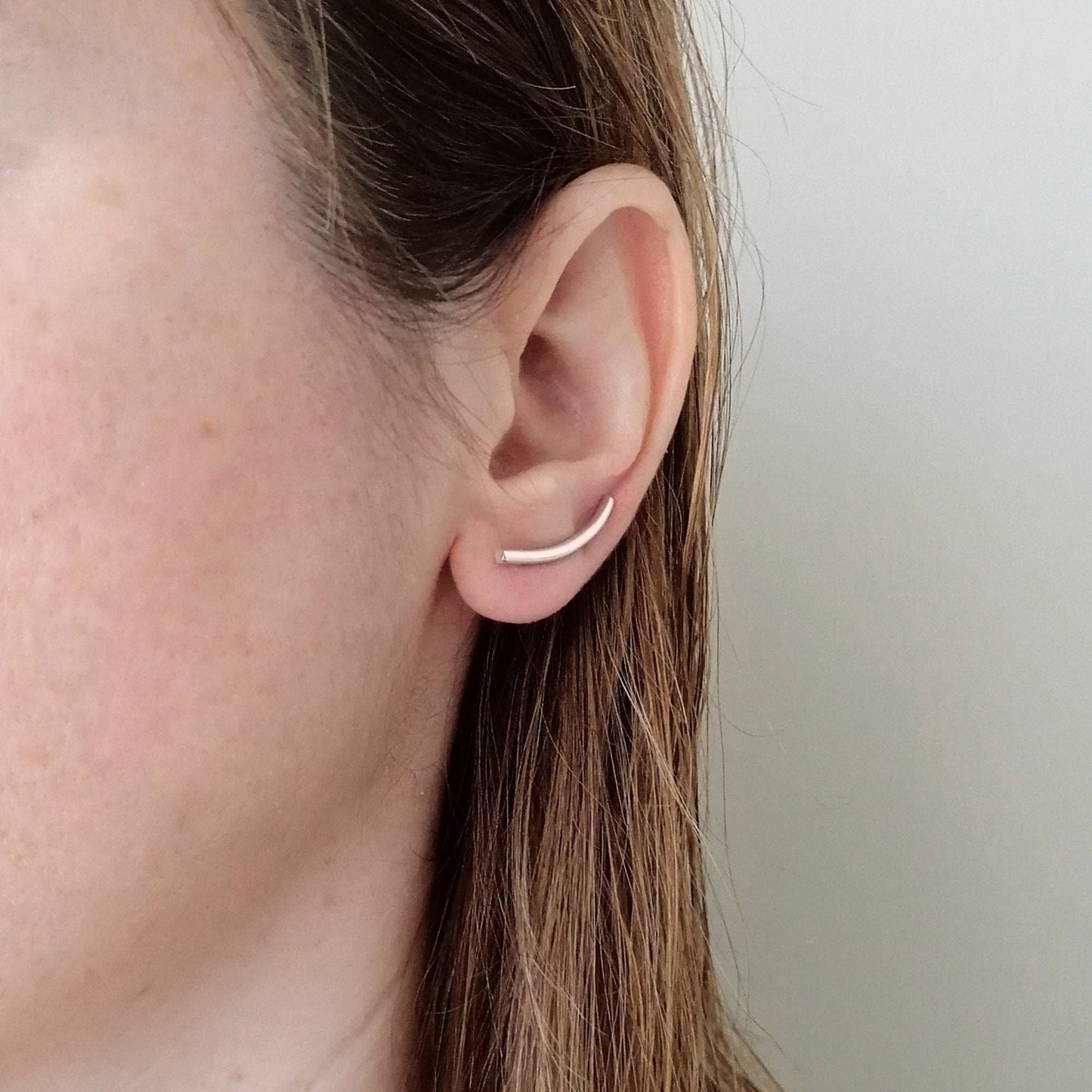 Handmade Sterling Silver 925 Ear Climbers, Ear Pins, Ear Crawlers, Minimal Ear Cuffs, Simple Bar Earrings - SosyGallery