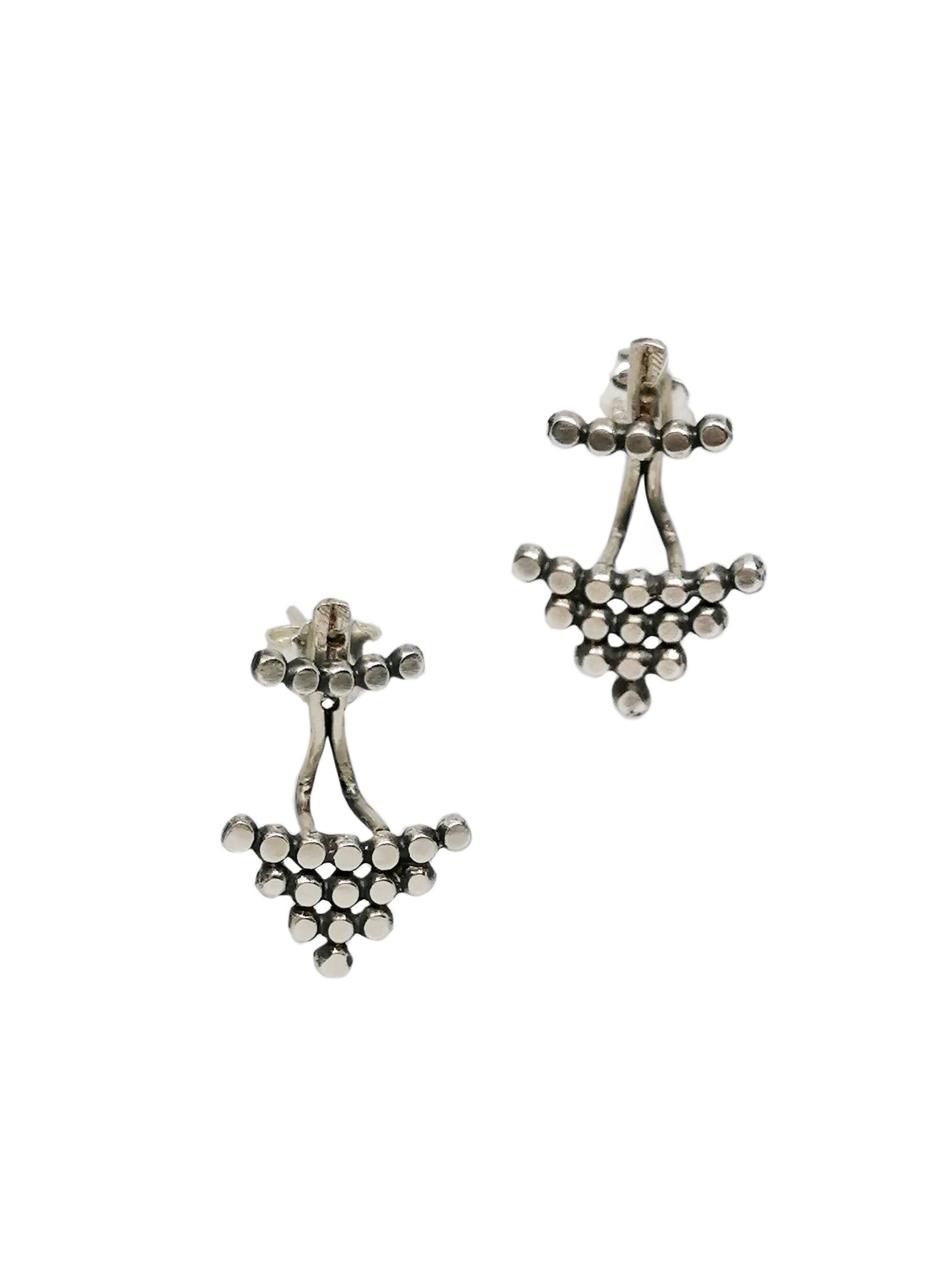 Sterling Silver 925 Handmade Dot Stud Ear Jacket Earrings - SosyGallery