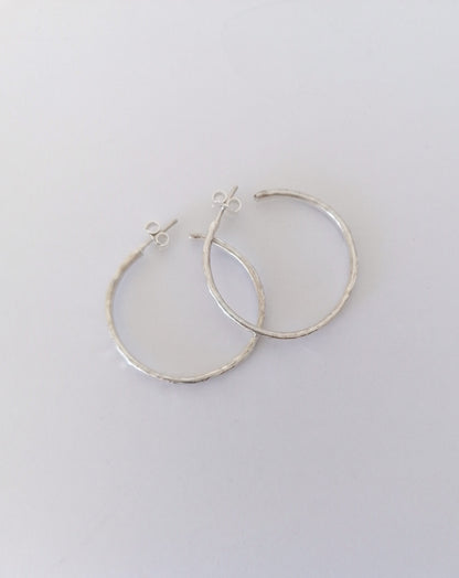 Hammered Silver 925 Large Hoop Earrings - Elegant Geometric Jewelry - SosyGallery