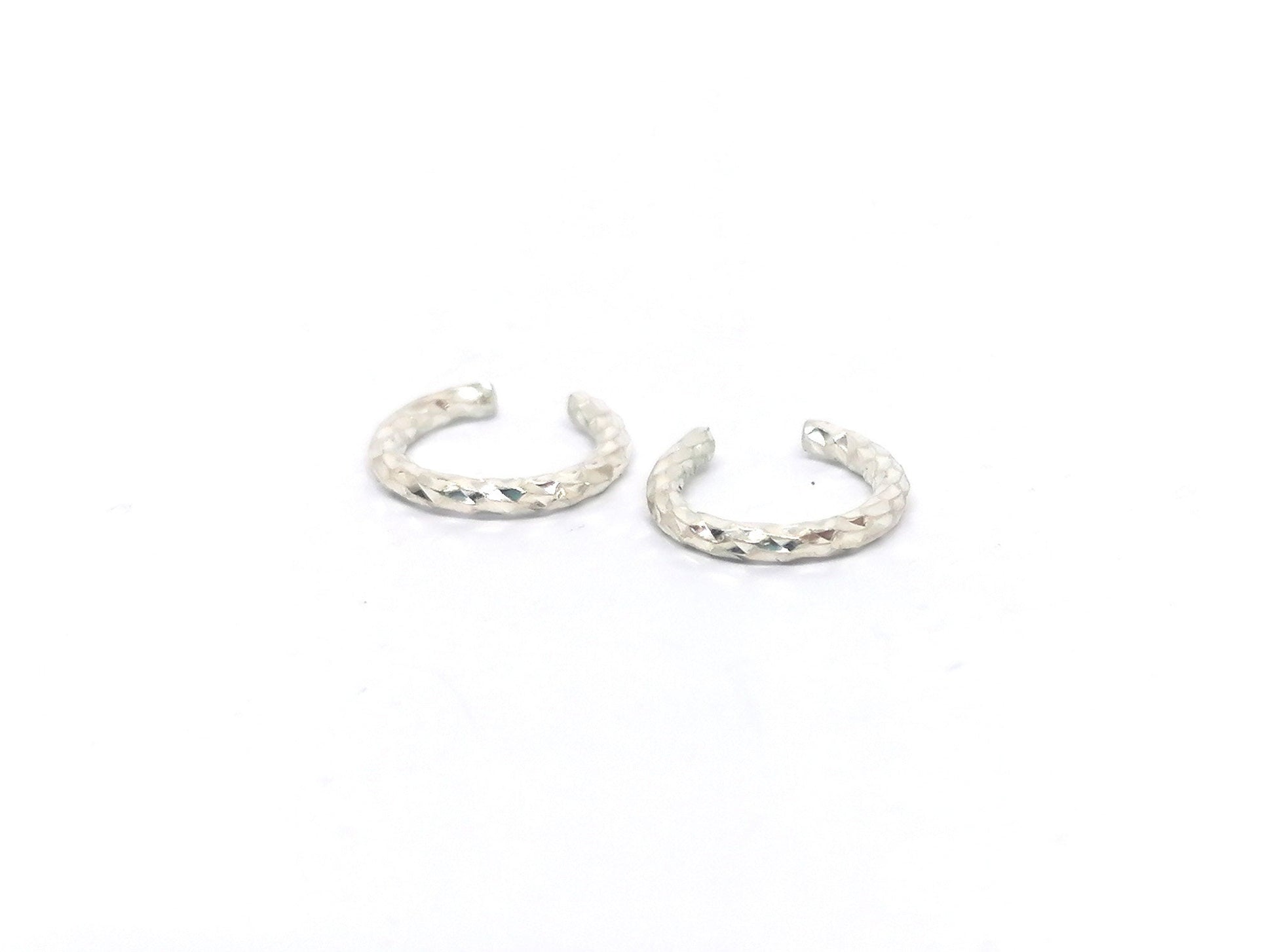 Handmade Silver 925 Ear Cuff Set of 2 - Wrap Huggie Earrings for Conch and Cartilage - SosyGallery