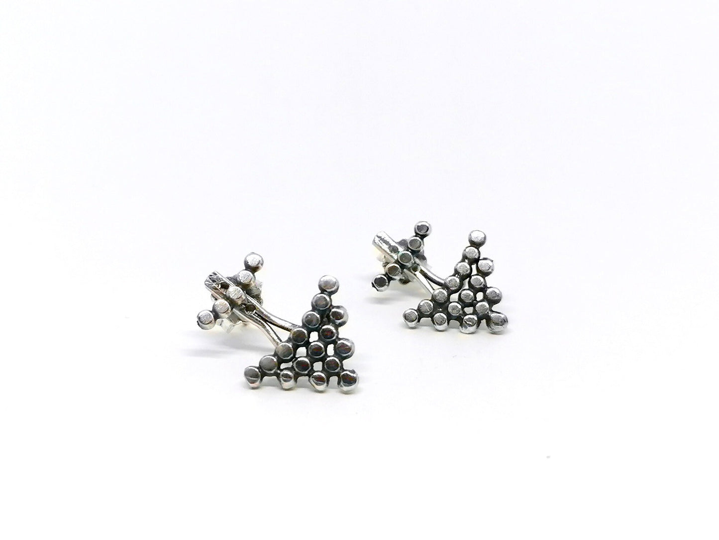 Sterling Silver 925 Handmade Dot Stud Ear Jacket Earrings - SosyGallery