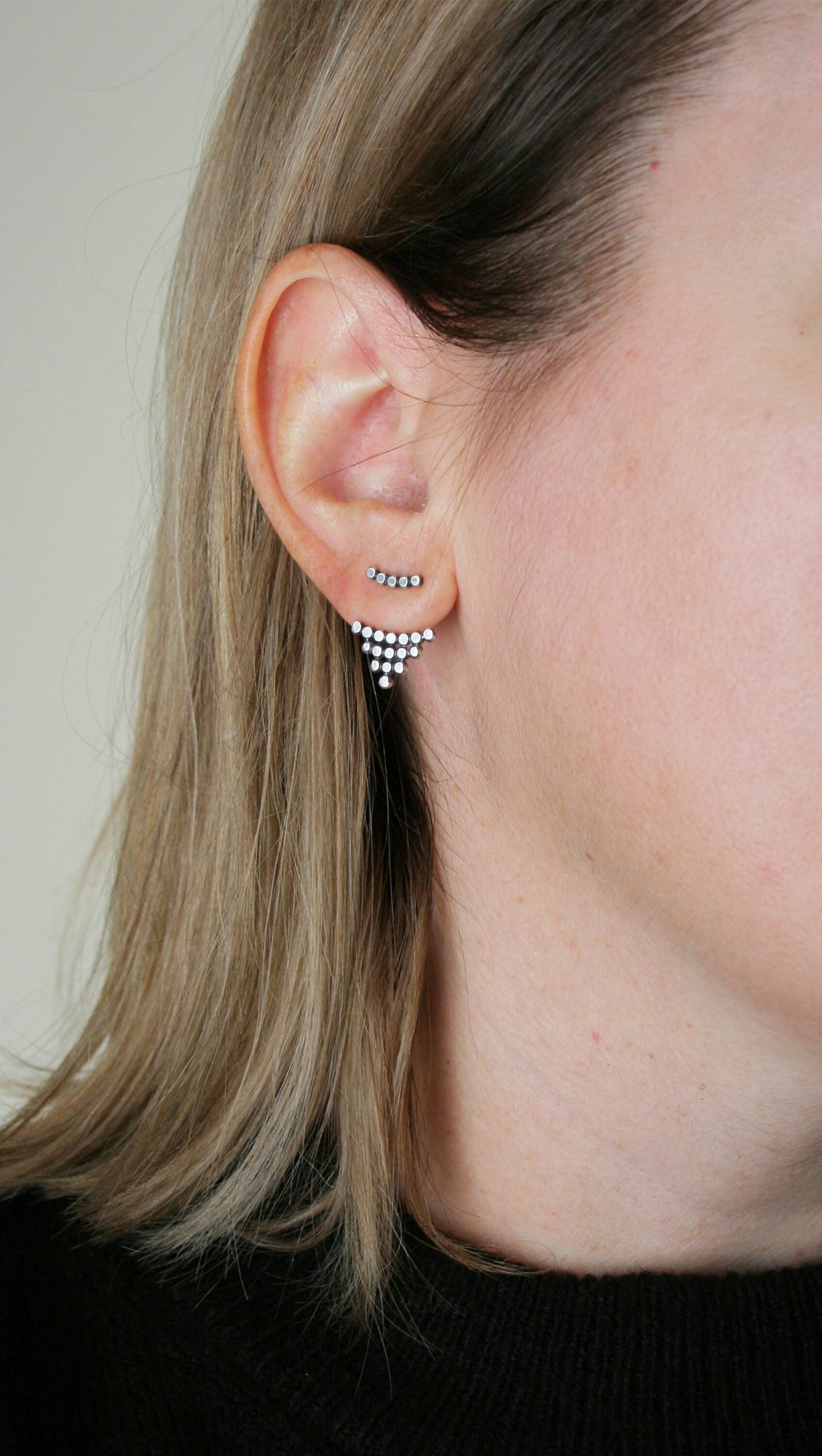 Sterling Silver 925 Handmade Dot Stud Ear Jacket Earrings - SosyGallery