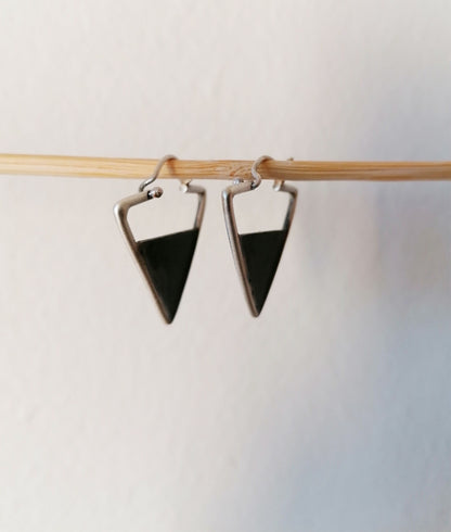 Handmade Oxidized Silver 925 Triangle Hoop Earrings for Everyday Wear - SosyGallery