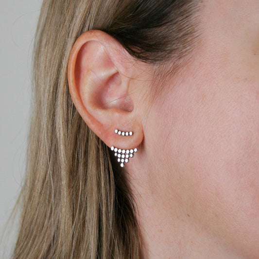 Sterling Silver 925 Handmade Dot Stud Ear Jacket Earrings - SosyGallery