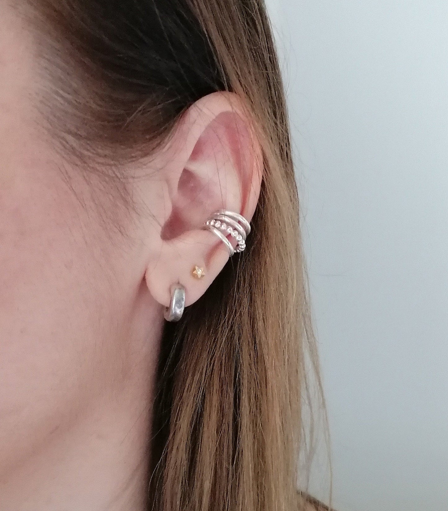 Sterling Silver Multi-Strand Conch Cuff Earring - SosyGallery