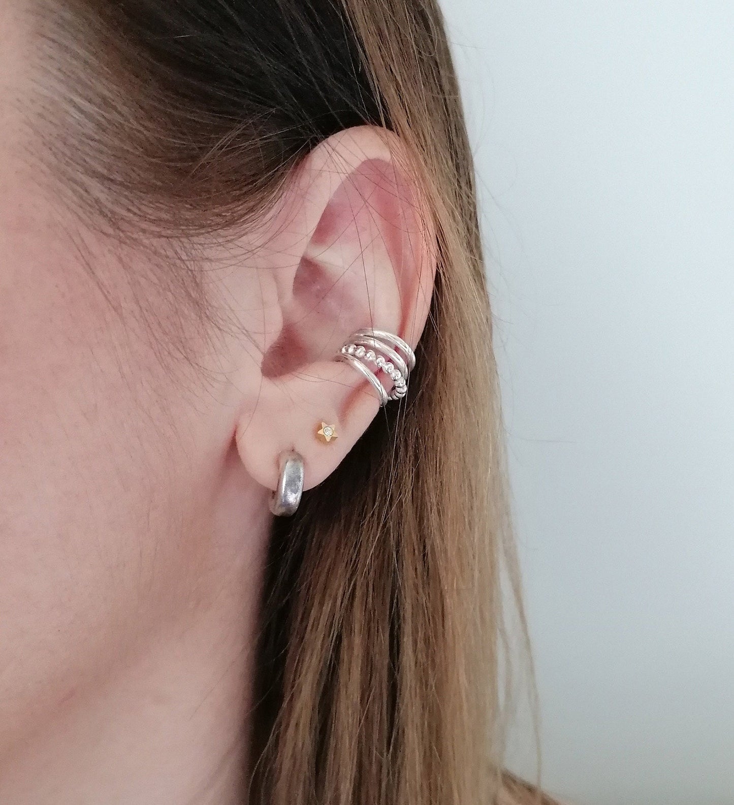 Sterling Silver Multi-Strand Conch Cuff Earring - SosyGallery