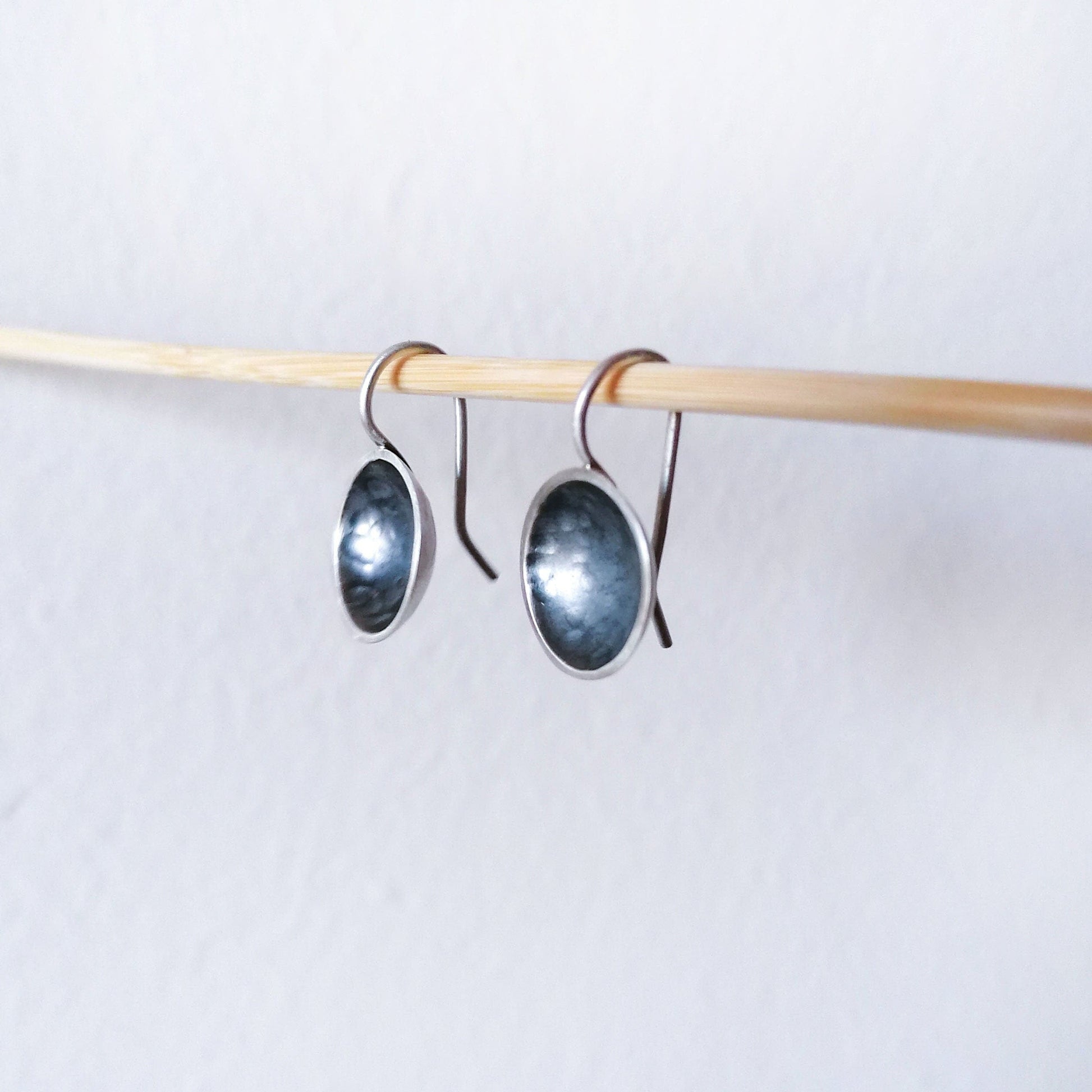 Curved circle dangle earrings in sterling silver 925 - SosyGallery