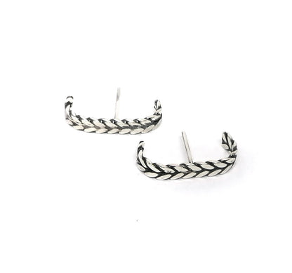 Handmade Silver 925 Braided Oxidized Suspender Earrings - SosyGallery