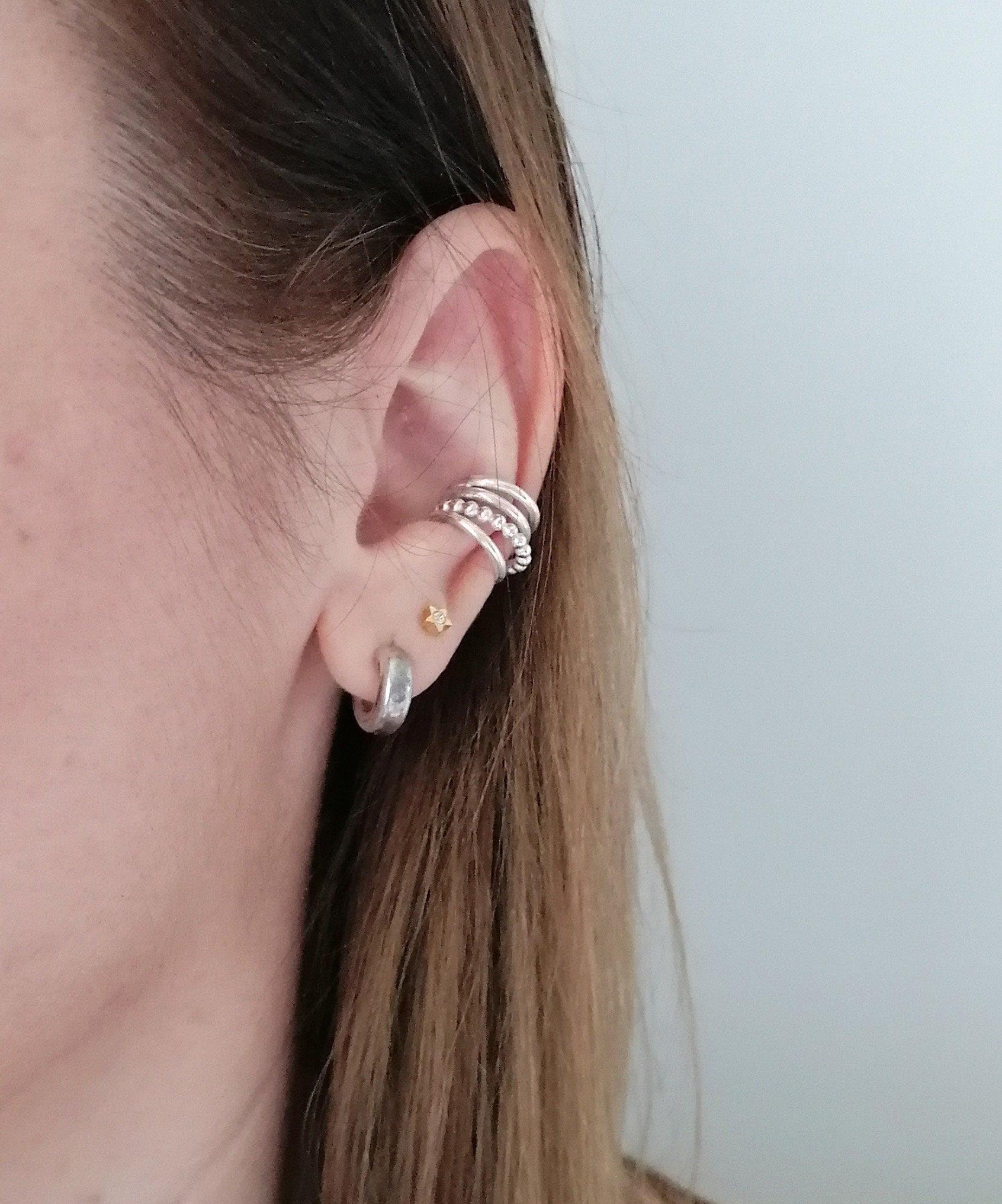 Sterling Silver Multi-Strand Conch Cuff Earring - SosyGallery