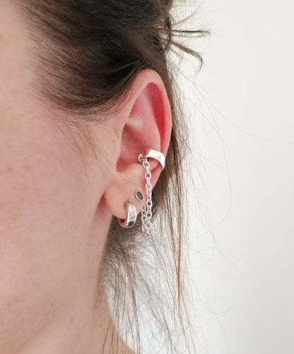 Sterling Silver 925 Non-Pierced Conch Ear Cuff with Chain - SosyGallery