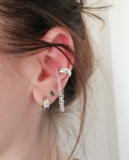 Sterling Silver 925 Non-Pierced Conch Ear Cuff with Chain - SosyGallery