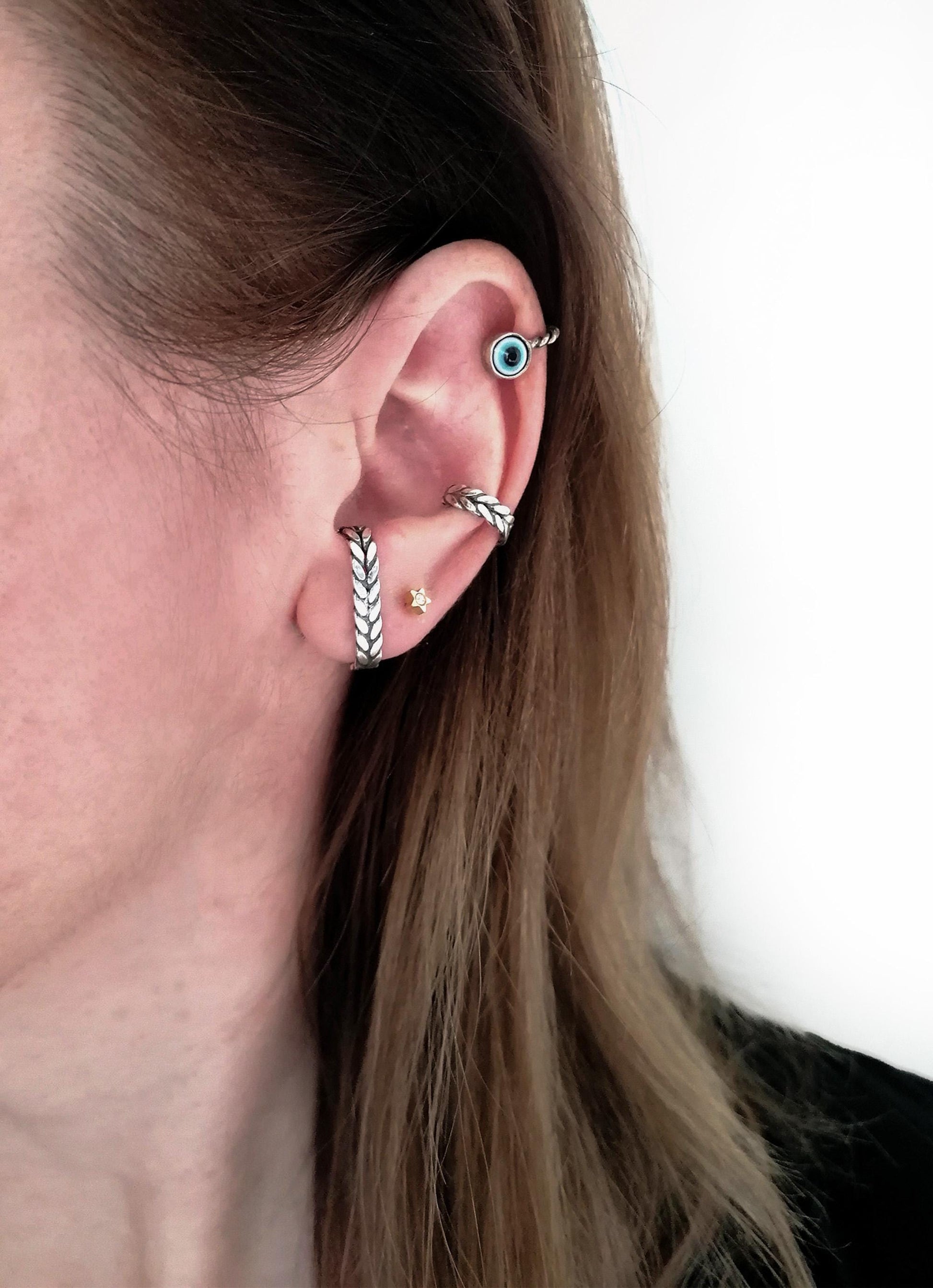 Silver 925 Braided Conch Ear Cuff - Non-Piercing Design - SosyGallery