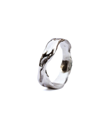 925 Sterling Silver Wavy Band Ring in an Irregular Shape - SosyGallery