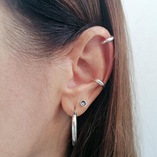 Set of 2 Silver 925 No-Piercing Huggie Ear Cuffs - Ear Wraps for Conch & Cartilage - SosyGallery