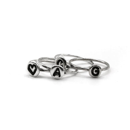 Personalized Heart Initial Ring in Sterling Silver 925 - A Unique Gift - SosyGallery