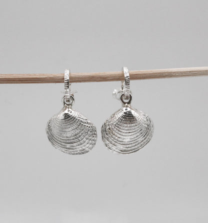 Silver 925 Sea Shell Dangle Earrings - Beach-Inspired Jewelry from Greece - SosyGallery