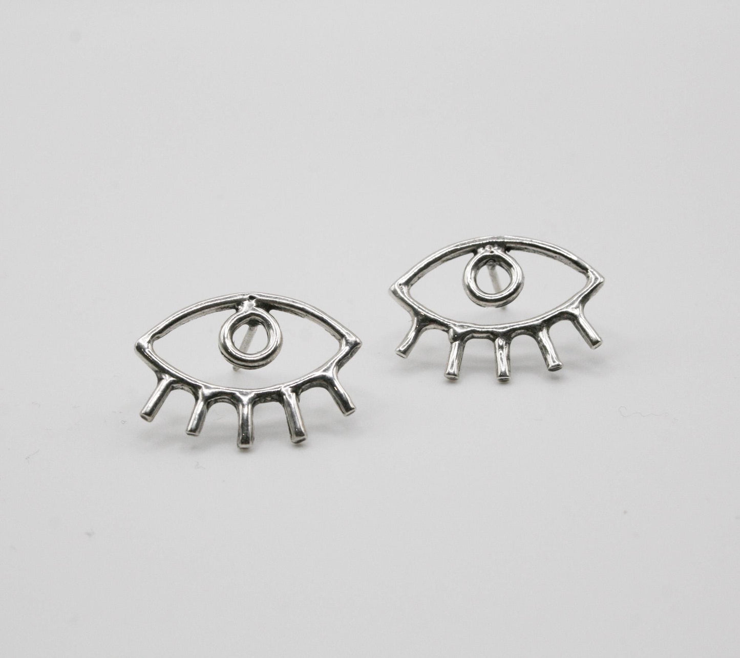 Sterling Silver 925 Evil Eye Stud Earrings - Unique Jewelry Design - SosyGallery